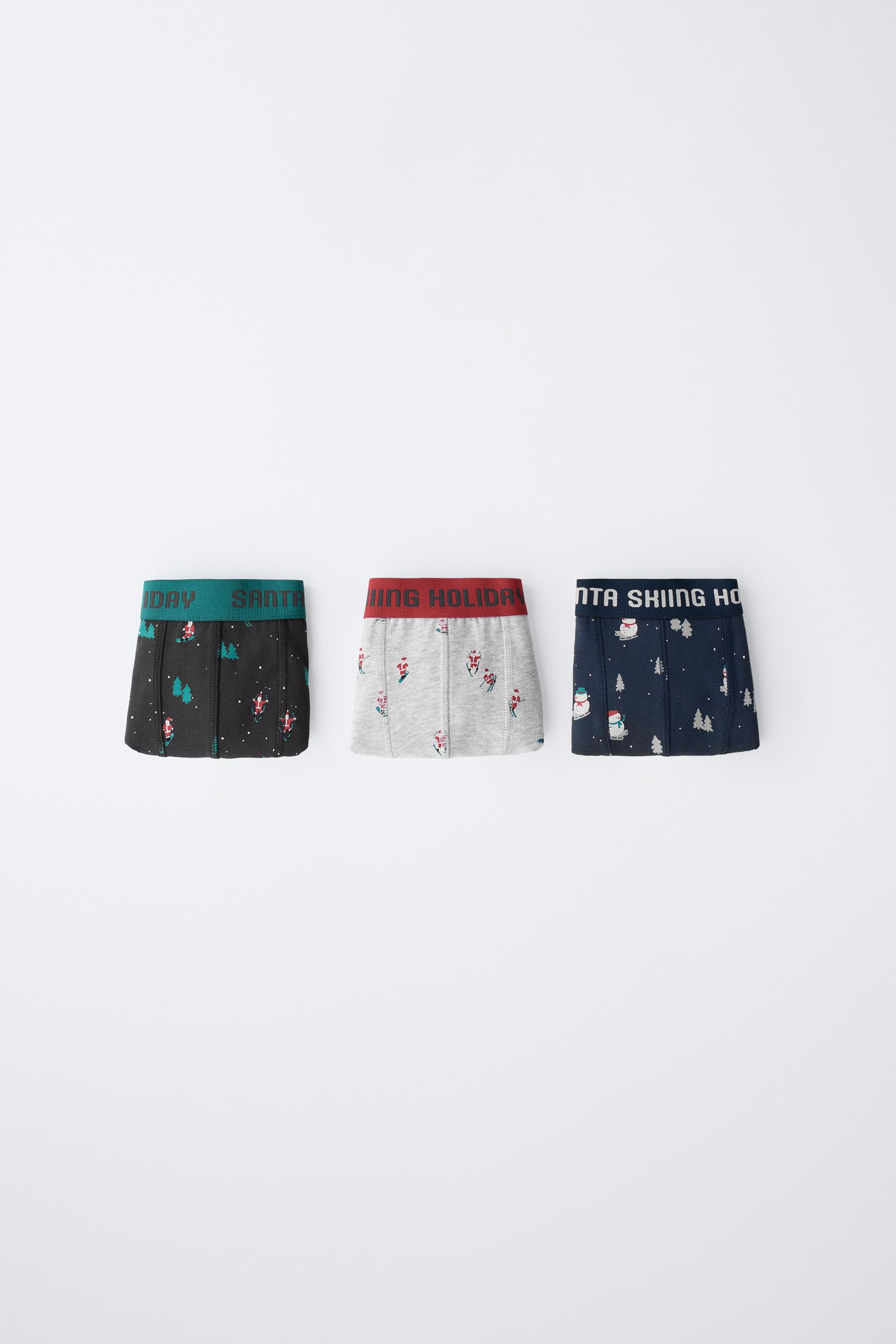 AGES 6-14 / THREE-PACK OF SANTA AND SNOWMAN BOXERS
